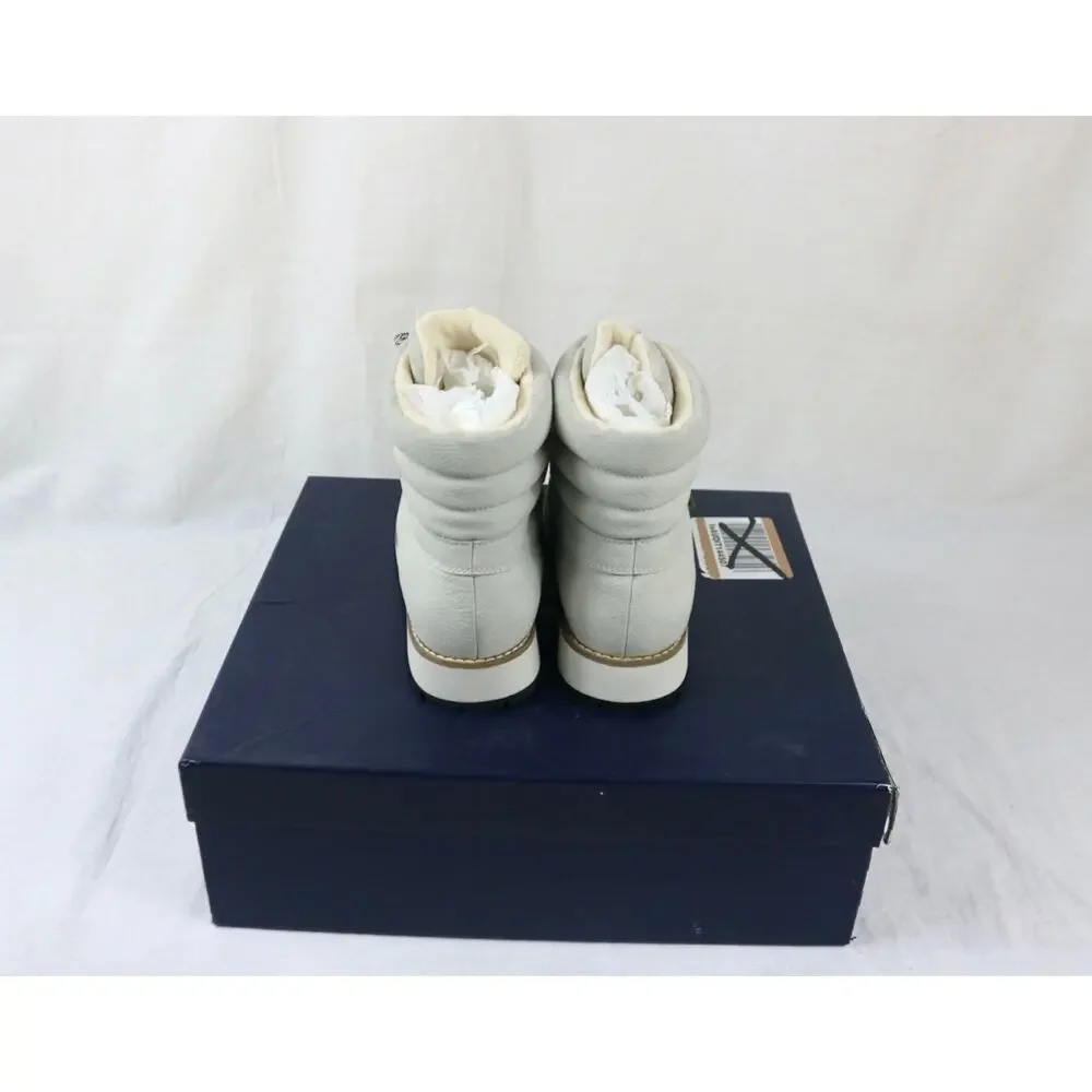 Splendid Women's Potter Hiker Size 6.5 Lace-Up Boot Solid Leather White Gray